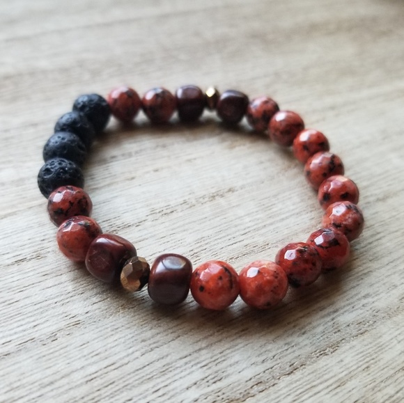 Jewelry - Orange Agate + Lava Diffuser Bracelet